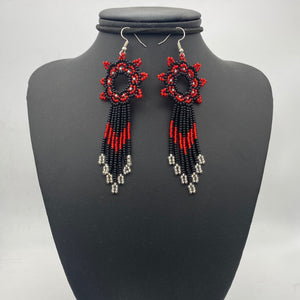 Vibrant black and red medusa earrings