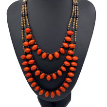 Load image into Gallery viewer, Three strand red seed necklace
