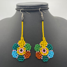 Load image into Gallery viewer, Yellow flower drop earrings
