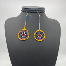 Load image into Gallery viewer, Yellow dangle dream catcher earrings
