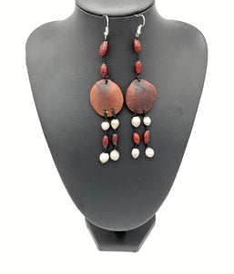 Elegant round seed long necklace with matching earrings