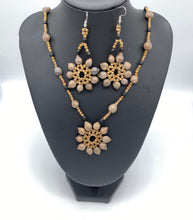 Load image into Gallery viewer, Woven sun star seed necklace and earrings set
