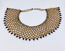 Load image into Gallery viewer, Woven pattern seed necklace accented with black seed beads
