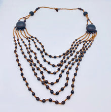 Load image into Gallery viewer, Layered black seed long necklace
