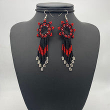 Load image into Gallery viewer, Vibrant black and red medusa earrings
