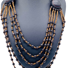 Load image into Gallery viewer, Layered black seed long necklace
