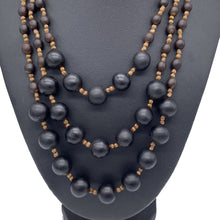 Load image into Gallery viewer, Triple layered black seed necklace
