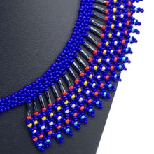 Load image into Gallery viewer, Blue and colored beaded necklace
