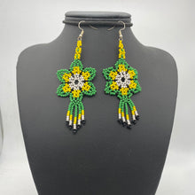 Load image into Gallery viewer, Green, yellow, white flower Medusa earrings

