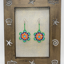 Cargar imagen en el visor de la galería, Green mix flower power dangle earrings
