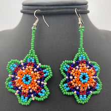 Load image into Gallery viewer, Green mix flower power dangle earrings
