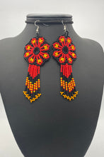 Load image into Gallery viewer, Red and black flower power earrings
