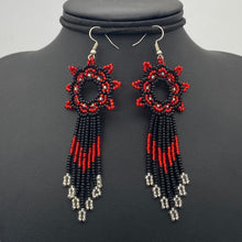 Load image into Gallery viewer, Vibrant black and red medusa earrings
