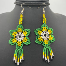 Load image into Gallery viewer, Green, yellow, white flower Medusa earrings
