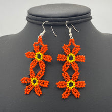 Load image into Gallery viewer, Dangle orange flower earrings
