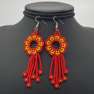 Red and orange medusa earrings