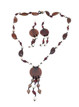Load image into Gallery viewer, Elegant round seed long necklace with matching earrings
