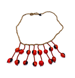 Earthy fiery seed necklace
