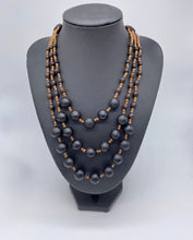 Load image into Gallery viewer, Triple layered black seed necklace
