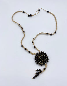 Braided black seed long necklace