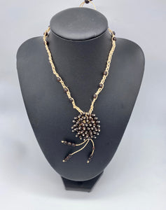 Braided black seed long necklace