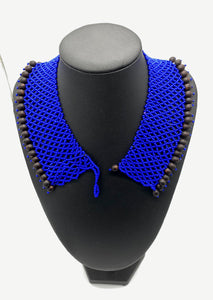 Blue with black seed power necklace