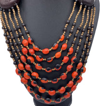 Load image into Gallery viewer, Six strand black and red seed necklace
