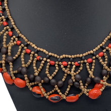 Load image into Gallery viewer, Elaborate red and black seed necklace
